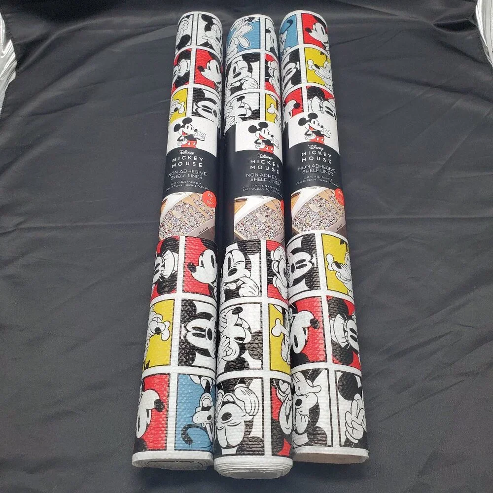 BN Set of 3 Disney Mickey Mouse Non Adhesive Shelf Liner- 18 in x 10 ft